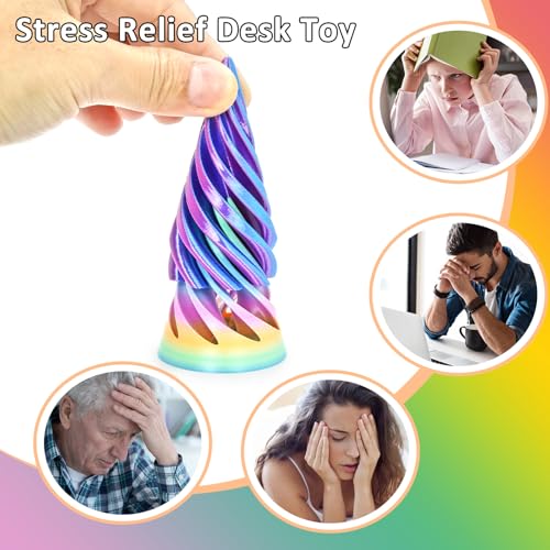6PCS Impossible Cone,3D Printed Spiral Cone Fidget Toys,Impossible Pyramid Passthrough Sculpture,Stress Relieving Toys for Adults and Kids,Stocking Filler White Elephant Gifts (6 Colors) - color: 6 Colors