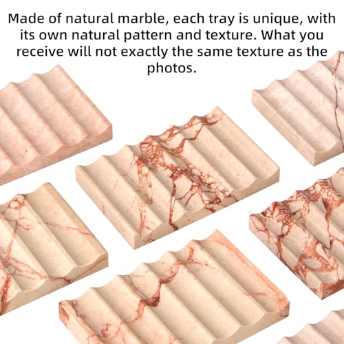 Luxury Marble Soap Dish Tray,Rectangle Stone Marble Soap Tray,Self Draining Soap Holder for Bathroom, Kitchen (Pink) - color: Pink