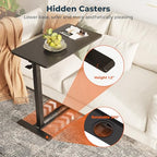 Medical Adjustable Overbed Bedside Table with Casters 90° Tilting Desktop Pneumatic Mobile Rolling Laptop Computer Standing Desk Cart with Tray, Hospital Table(31.5" W x 17.7" D, Black) - color: Black, size: 3218