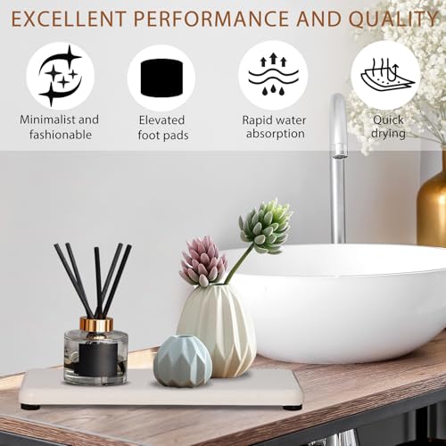 4PCS Water Absorbing Stone Tray, Quick Drying Diatomite Stone Sink Tray, Water Absorbent Stone Coasters for Bathroom Counter, Kitchen Soap Dish Holders Toothbrush Holders in Modern Home - color: White
