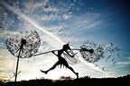 Fcteap Flower Fairy Dancing with Dandelion Garden Art Sculpture Stainless Steel Statue Christmas Halloween Decoration for Outdoor Yard Courtyard Lawn Patio Metal Ornaments (Long Travel) - style: Long Travel