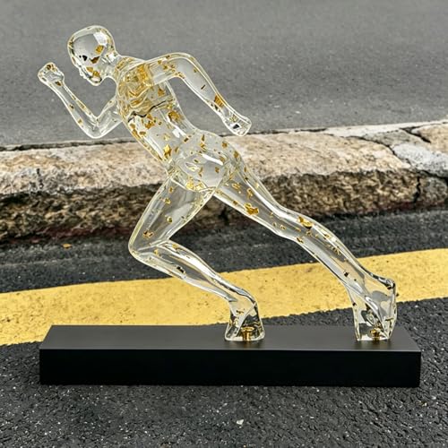 AWNR Handmade Gold Abstract Statue- Exquisite Resin Figurine for Modern Home Decor Living Room Shelf Office Decorations, Perfect for Bookshelf, Desk, and TV Stand Accents. (red) - color: Transparent Gold Runner