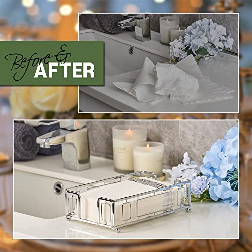 Guest Towel Holder Tray for Bathroom – Silver Napkin Holder for Disposable Paper Hand Towels, Vanity Countertop Hand Towel Organizer, Modern Bathroom Accessory for Guest Napkins - color: G - Silver Guest Towel Holder Tray, size: Guest Towel Holder