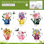 Yookeer 6 Pcs Spring Wooden Signs Decor Wood Tabletop Spring Flowers Tiered Tray Decorations Watering Can Table Centerpiece Wall for Home Office Farmhouse Tabletop