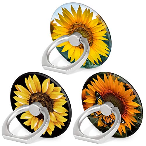 Bonoma Cell Phone Ring Holder Stand, 3 Pack Sunflowers 360 Rotation Universal Smartphone Ring Grip Stand Compatible with Smartphones and Tablets - color: Sunflowers