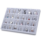 Mornajina 24 Grids Stackable Jewelry Tray Organizer with Removable Dividers, Velvet Jewelry Display Tray for Earrings Necklaces Bracelet Rings Display Showcase - Grey - color: Grey