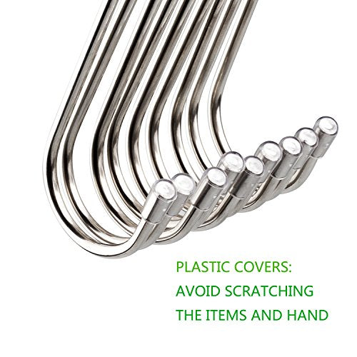 20 Pack 3.4" S Shaped Hooks Stainless Steel Metal Hangers Hanging Hooks for Kitchen, Work Shop, Bathroom, Garden