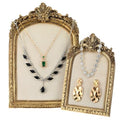 2pcs Gold Resin Jewelry Display Stand,Vintage Jewelry Holder Photo Frame Earring Holder,Velvet Necklace Tray Resin Jewelry Photography Props or Jewelry and Collectibles
