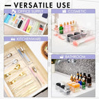 HOUSE DAY Desk Drawer Organizer Bins 4 PCS, 9*3*2" Clear Drawer Organizers with Silicone Pads, Vanity Organizers and Storage, Non Slip Plastic Drawer Organizer for Makeup, Bathroom, Kitchen, Office - size: 4 Pack -9x3x2''