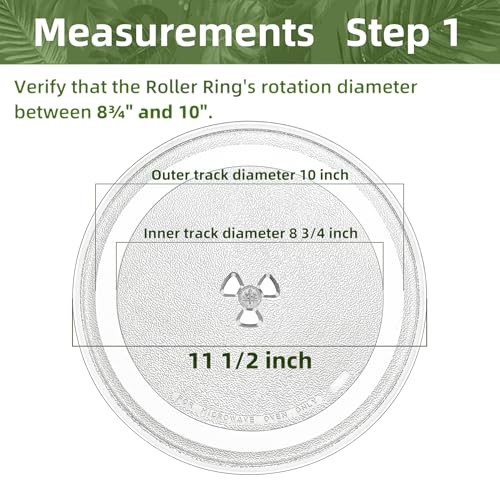 11.5" Microwave Turntable Compatible with Whirlpool W11443145 W11401221, 11 1/2 inch Replacement Microwave Glass Plate for WB49X689 3517203500 F06019W00XP 9KC3517203500 - size: 11.5" Small Coupler Hole