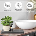 2PCS Water Absorbing Stone Tray, Fast Drying Stone Sink Tray, Water Absorbent Diatomite Trays, Stones Soap Trays, Diatomite Coasters for Kitchen Sink Bathroom Counter, Hand Soap Dish & Holders - color: 2pcs 21×10cm Dark Gray Wave