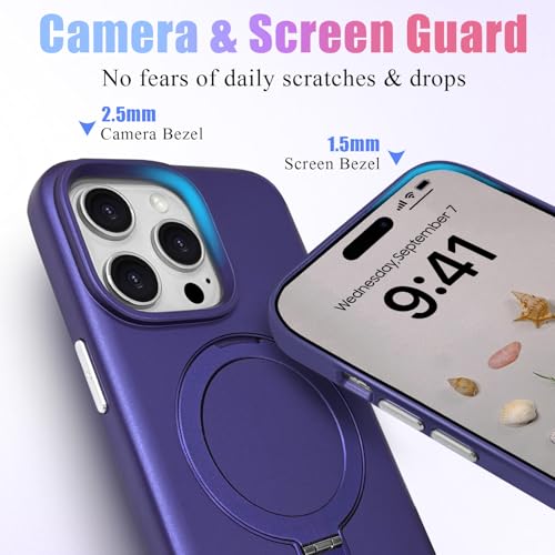 ankofave for iPhone 14 Pro Max Case with Magnetic Invisible Stand, Matte Luxury Metallic Luster, 3.0 mm Thick Protection Hard PC Scratch-Resistant Phone Case for iPhone 14 Pro Max 6.7", Purple - color: Purple, size: iPhone 14 Pro Max