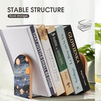 1 Pair Wood Handmade Book Ends Space Themed Art Bookends Non-Skid Decorative Bookends Book Stopper Book Shelf Holder for Shelves Heavy Books