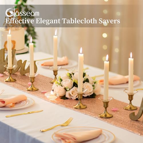 Glasseam Glass Candle Drip Protectors: Set of 24 Gold Rim Bobeches for Candlestick Holders Decorative Wax Catchers for Candles Wax Drip Guard for Taper Candle Holders Bulk Table Decorations - color: Gold Rim, size: Curved-24pcs