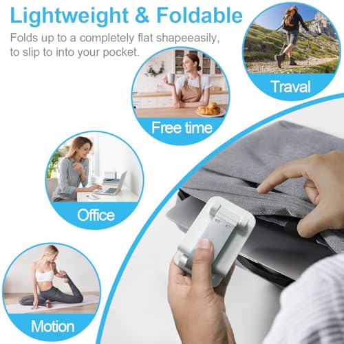 POQOD Foldable Cell Phone Stand for Desk, Fully Adjustable Phone Holder for Desk Compatible with iPhone 16 15 14 13 12 11, Nintendo Switch, All Phones, (New-White) - color: Thickened White