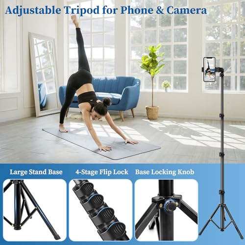Nineigh Phone Tripod, 70" Selfie Stick Tripod Stand Cell Phone Tripods with Remote Phone Holder Carry Bag, Aluminum Alloy Selfie Stick Tripods, Compatible with iPhone Samsung GoPro Smartphone - size: 70 Inch