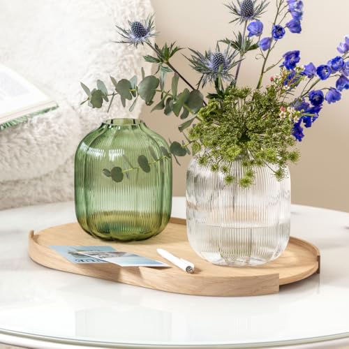 Villeroy & Boch Fleur Olive Vase, 7.5 in, Green, Dishwasher Safe, Mouth-Blown and Handmade Glass Vase