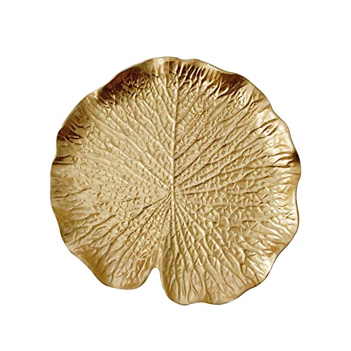 Small Leaf Shaped Trinket Dish, Decorative Gold Jewelry Dish Tray, Ring Hodler Dish Jewelry Organizer - color: Lotus Leaf