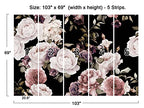 Peony Flowers Wall Mural - Purple Flower Wallpaper, Rose Mural - 103" x 69" (Not Self-Adhesive) - color: Murals-01, size: 103" x 69"