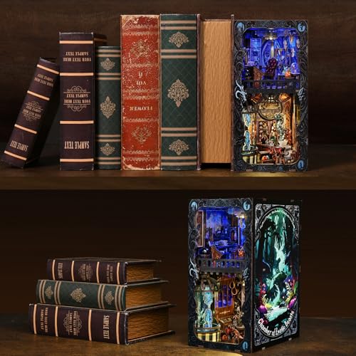 TOYQI Book Nook Kit, DIY Miniature Dollhouse Kit for Adults and Teens, Booknook Tiny House Kit Bookshelf Decoration 3D Wooden Puzzle Bookend - Magical Creatures Beasts - style: Chamber of Exotic Beasts