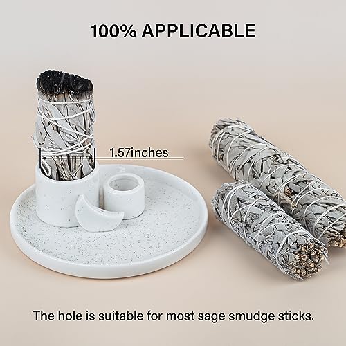 ZenBless Incense Burner, Palo Santo Sage Candle Holder for Burning, Incense Holder for Sticks, Ceramic Ash Catcher Tray for Meditation Yoga Room Home Decor Spritual Gifts(White) - color: White