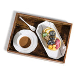 Hanobe Brown Decorative Serving Trays: Rustic Brown Rectangle Tray Decor with Cutout Handles for Coffee Table Ottoman Living Room Kitchen Home Decor, Large - size: 15.8" x 11.8" x 2"