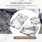 SAMAH Calacatta Viola Natural Marble Tray, Scalloped Storage Dish, Luxury Decorative Trays for Bathroom, Vanity, Dresser, Kitchen & Home Decor, Valentine's Day House Warming Gifts New Home (Square) - size: 7.8" x 7.8" x 0.7"