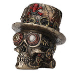 Veronese Design 4.5 Inch Steampunk Cross Bones Top Hat Motor Skull Antique Bronze Finish Sculpture Table Top Figurine