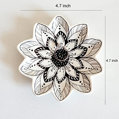 Small Flower Jewelry Dish Tray, Decorative Ceramic Trinket Dish, Modern Accent Tray for Vanity