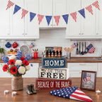 4 Pcs Patriotic Memorial Day Decorations 4th of July Tabletop Decorations Red White Blue Table Centerpieces Fourth of July Wooden Sign for Office Tiered Tray Home Shelf 250th Anniversary - style: Memorial Day