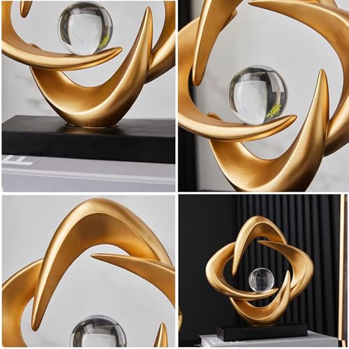 Cool Stuff to Put on Shelves Modern Abstract Sculpture Decoration, White Resin Tabletop Decorative Item Room Decor Aesthetic(Gold a) - color: Gold a