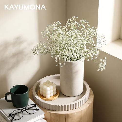 Modern Decorative Tray for Coffee Table, 11" Wooden Gray Beige Round Small Decor Tray for Candle, Perfume, Vanity, Kitchen Island Counter & Table Centerpiece - color: Gray Beige