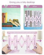 Honagu Adjustable Bookends, Metal Book Ends for Shelves Heavy Book, Desk Magazine File Organizer for Home, Office, Books, Papers, Extends up to 19 inches (Macaron Pink) - color: Macaron Pink