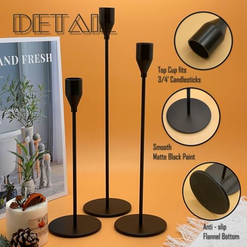 6Pcs Matte Black Candlestick Holders Set Fit 3/4" Tall Taper Candle Home Decorative Table Centerpieces for Family Dinning, Party Decoration - color: Matte Black, size: 6 set