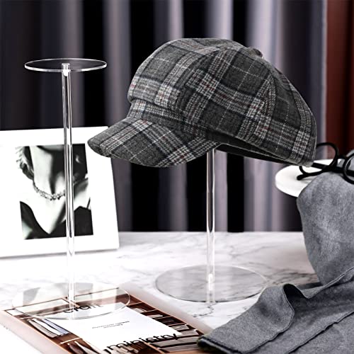 Yookeer 2 Set 14 Inch Clear Acrylic Hat Stands and Wig Display Rack Stands for Multiple Hats Display Tabletop Baseball Caps Watch Tabletop (Round Bottom) - color: 14 Inch in Height, style: Round Bottom