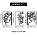 CHENGU 3 Pieces Metal Minimalist Abstract Woman Wall Art Line Drawing Wall Art Decor Single Line Female Home Hanging for Kitchen Bathroom Living Room - style: Fresh Style