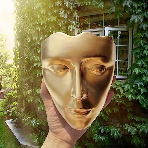 Face Vase,Ceramic Female Form Face Vase,Modern Wall Hanging Plant Pot with Drainage for Home Centerpieces, Office Outdoor Hanging Decor - color: Vintage Gold