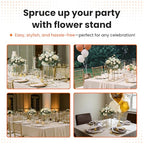 YALLOVE 2 Pack 15.75 Inch Gold Wedding Flower Stand Metal Vase Column Stand Geometric Centerpiece Vase for Home Party Wedding Decorations, Rectangular Flower Display Rack - size: 15.75 Inch