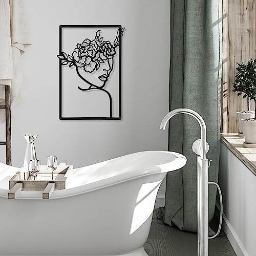CHENGU 3 Pieces Metal Minimalist Abstract Woman Wall Art Line Drawing Wall Art Decor Single Line Female Home Hanging for Kitchen Bathroom Living Room - style: Classic Style