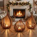 3pcs Creative Wooden Candle Holder Set - Modern and Minimalist Design,Suitable for Decorating Living Room Mantels, Wedding Parties(Large+Medium+Small)