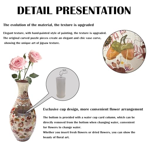 3D Puzzle Vase Unique Flower Vase for Adults Made by 160 Curved Plastic Puzzle, Relax Puzzles for Adults, DIY Jigsaw Creative Gift for Parents & Housewarming - color: Autumn