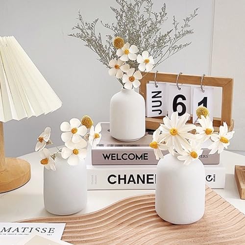 Modern White Small Ceramic Vase Set of 6 for Living Room Bedroom 4.13'' Minimalist Fresh Flower Vases for Home Decor Office Fireplace Centerpieces Nordic Style Gift for Fake Plant 6 Pack - color: 6 Pack White - Style 5