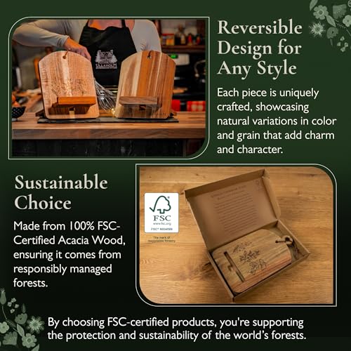 Wood Cook Book Stand for Kitchen Counter, Mothers Day Gift for Mom, Reversible Acacia Recipe Book Holder, Cooking Measurement Conversion Card, Adjustable Tablet Holder, Charging Cable Slot - style: Modern Classic