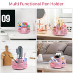 Topwey Pink Pen Holder for Desk, Rotating Pencil Holder, Cup Holder for Desk Office, Pen Organizer - color: Pink