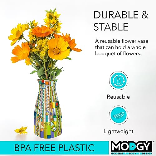 MODGY Collapsible and Expandable Flower Vase Plastic Decorative Modern Centerpieces Dining Table Decor Living Room Bathroom Wedding Office, Frank Lloyd Wright, Saguaro - style: Saguaro
