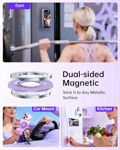 SYNCWIRE Magnetic Phone Ring Holder for MagSafe, 360° Rotation Cell Phone Grip Stand Finger Ring Kickstand Two-Sided Magnet Compatible with iPhone 17 Pro Max 16 15 14 13 12 MagSafe Accessories - color: Single Ring-1PCS-Lavender Lovers