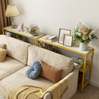 Hoctieon Gold Console Table, 3 Tier Entryway Table, Hallway Table, Narrow Sofa Table with Shelves, Entrance Table for Entryway, Gold and White - color: Gold and White