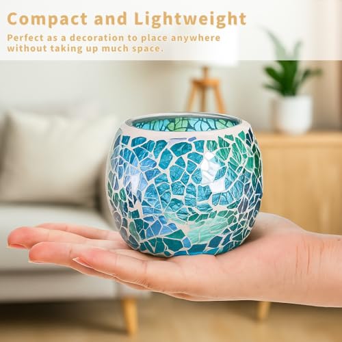Covzoe 6 Pack Glass Votive Candle Holder, Romantic Stained Mosaic Tealight Holder, Aromatherapy Candle Lamp, Tea Light Holder Cup for Wedding Table Centerpiece, Home Decor, Christmas Party