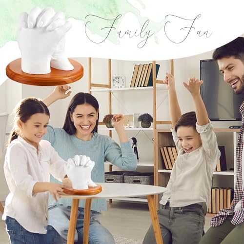 Menkxi Round Wooden Display Base for Hand Casting Kit, 6.3 x 6.3 x 0.6 Inch Solid Wood Stand for Couple & Family Hand Sculpture, Anniversary, Wedding & Home Decor - style: Round