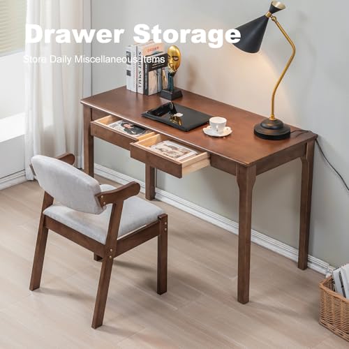 Solid Wood Desk with Drawers, Small Computer Desk for Small Spaces, Gaming Study Home Office Desks for Work, Student PC Desk for Bedroom, Escritorios para Cuartos - color: Cherry Color, size: 39.4 inch